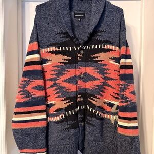 Lucky Brand Blue Knit Shawl Collar Cardigan